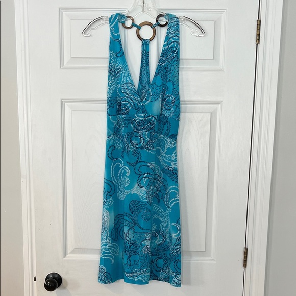 Dresses & Skirts - Blue Patterned Halter Dress